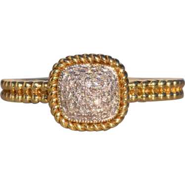 Pave Set Natural Diamond Ring with Roped Halo and… - image 1