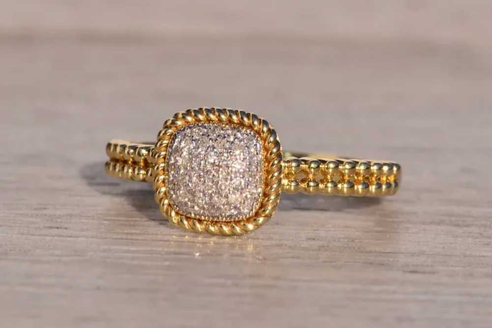 Pave Set Natural Diamond Ring with Roped Halo and… - image 2