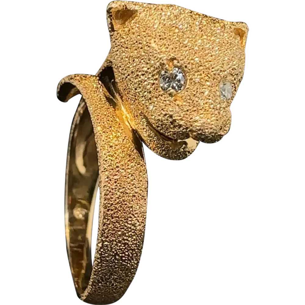 14k Panther Diamond Ring - image 1