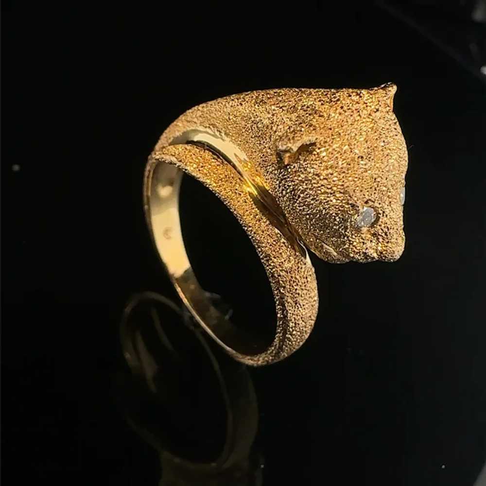 14k Panther Diamond Ring - image 2