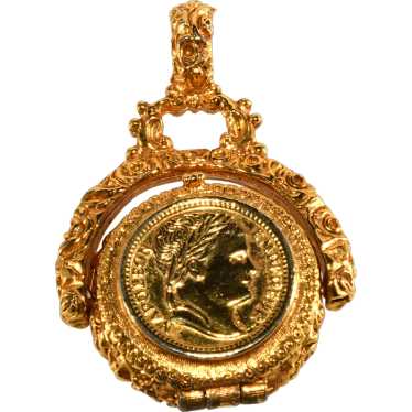 Goldette Pendant Spinner Fob Locket Gold Plated Vi