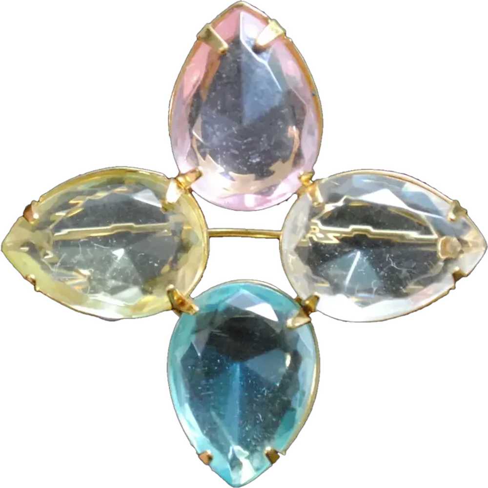 Avon Brooch with Multicolor Pastel Teardrop Lucit… - image 1