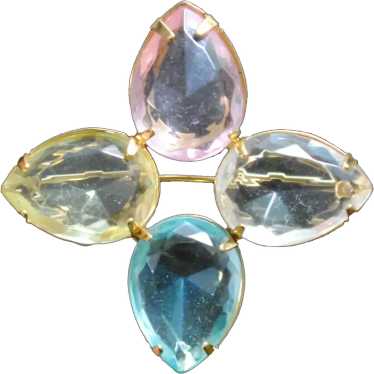 Avon Brooch with Multicolor Pastel Teardrop Lucit… - image 1