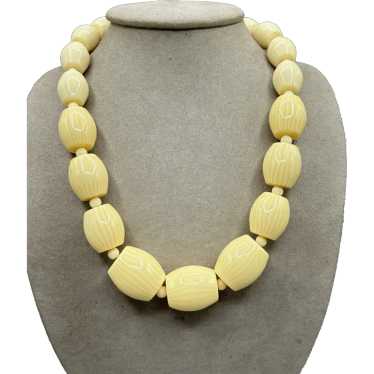 Big Chunky Off White Plastic Long Necklace Origin… - image 1