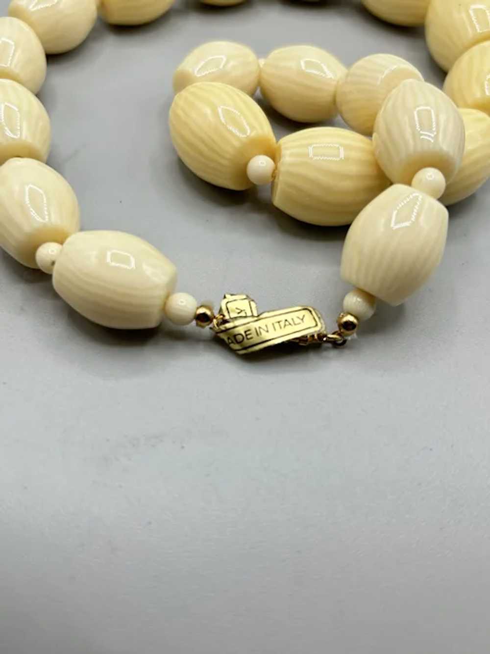 Big Chunky Off White Plastic Long Necklace Origin… - image 7