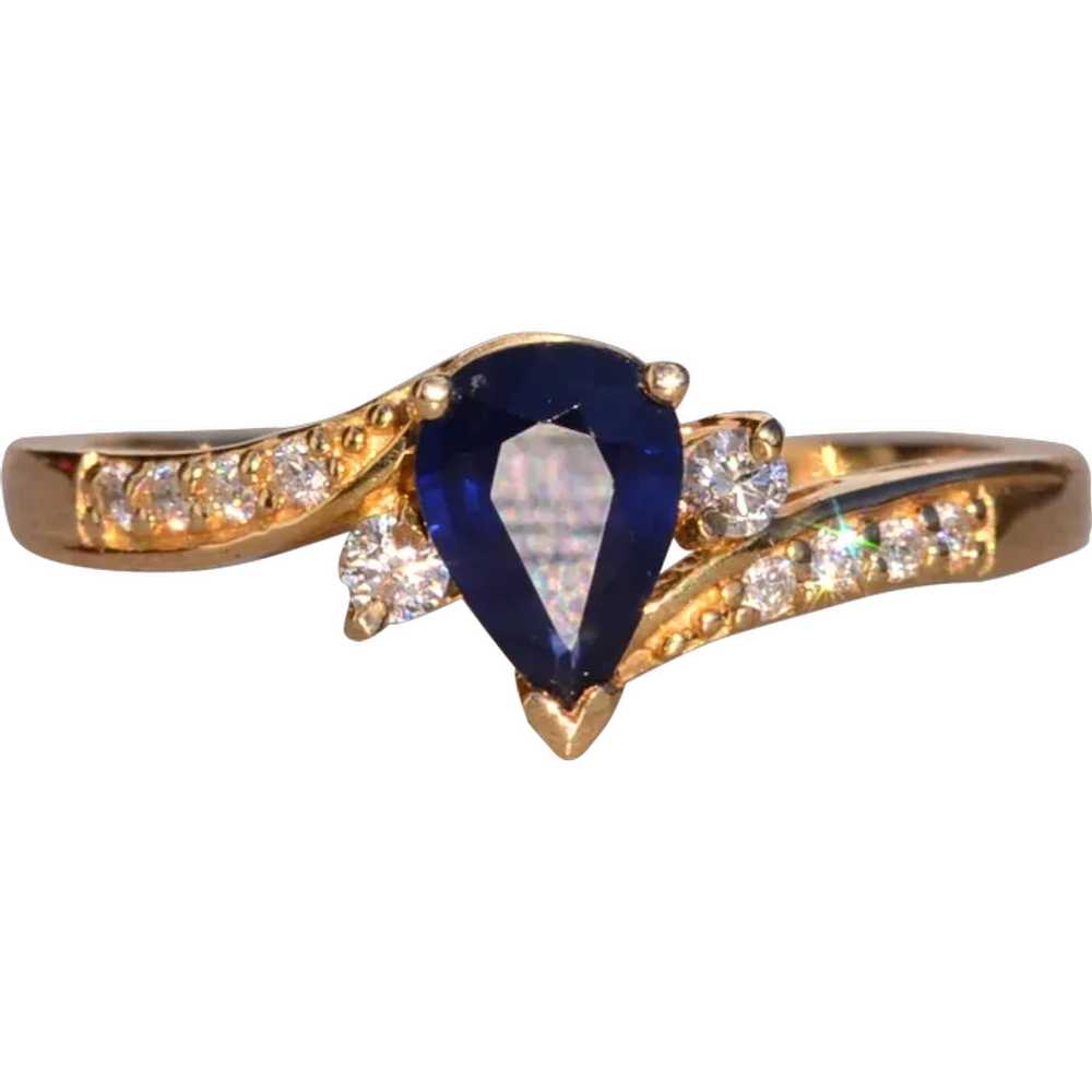 Pear Shaped Natural Sapphire and Natural Diamond … - image 1