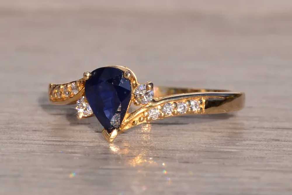 Pear Shaped Natural Sapphire and Natural Diamond … - image 5