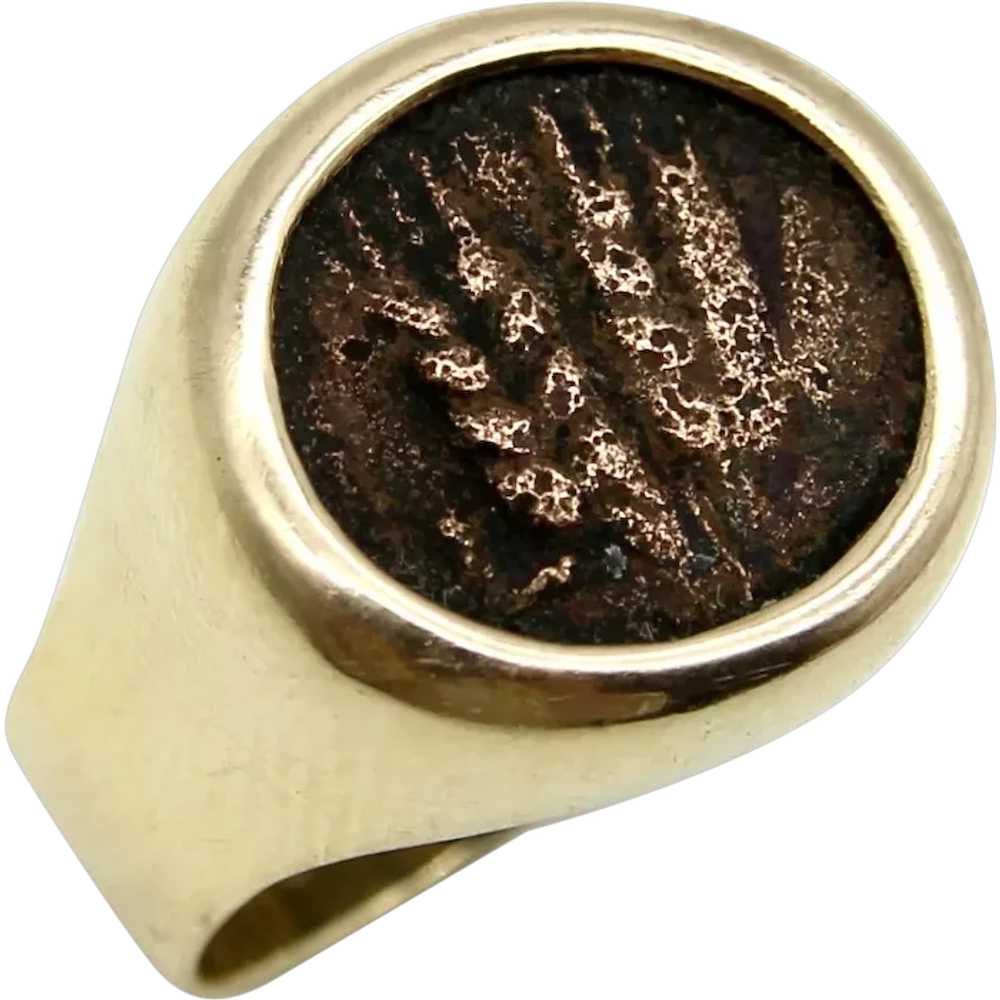 14K Gold Ancient Coin Ring with Coin of King Agri… - image 1