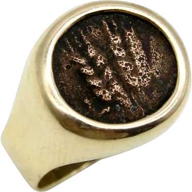 14K Gold Ancient Coin Ring with Coin of King Agrip