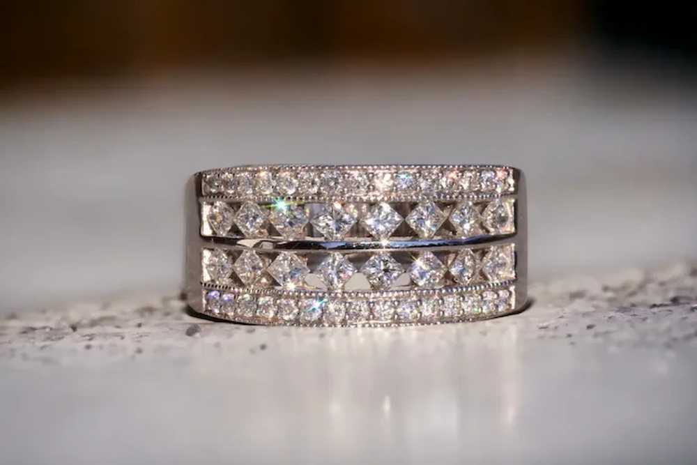 Wide Diamond Band in White Gold - image 10