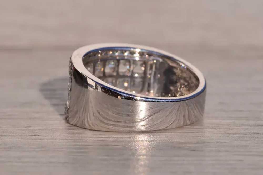 Wide Diamond Band in White Gold - image 3