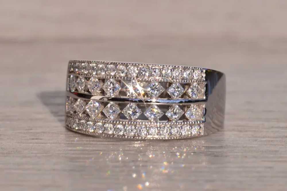 Wide Diamond Band in White Gold - image 5