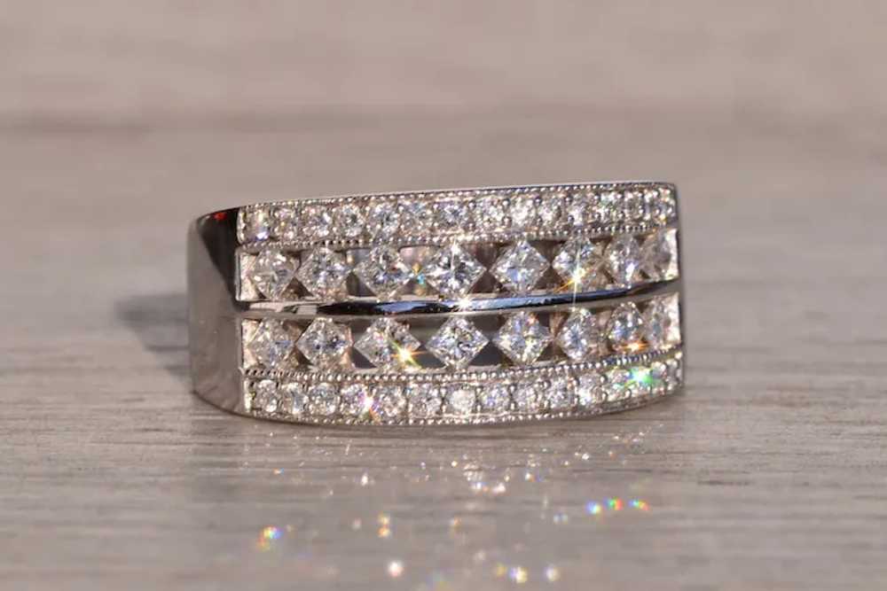 Wide Diamond Band in White Gold - image 6