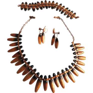 Mid Century Modern Matisse Copper Enamel Necklace… - image 1