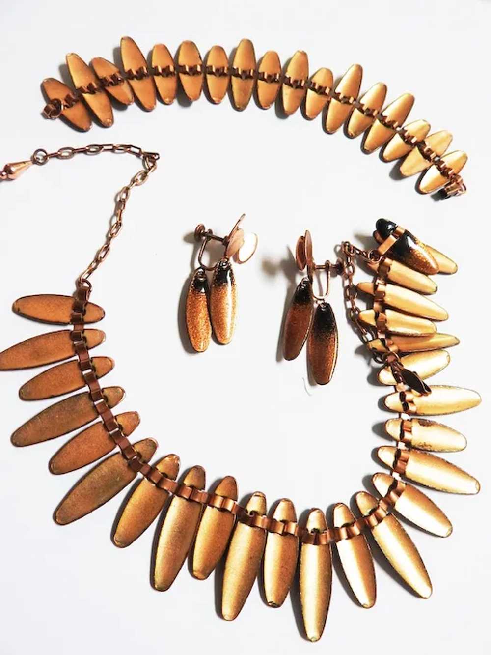 Mid Century Modern Matisse Copper Enamel Necklace… - image 2