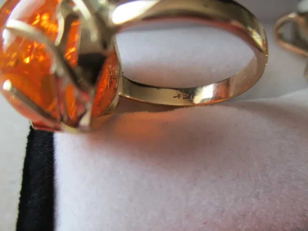 14 Kt YG Fire Opal Ring and Pendent - image 4