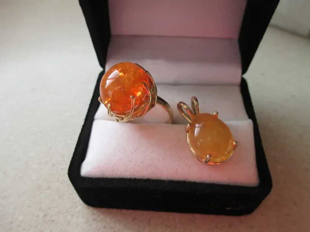 14 Kt YG Fire Opal Ring and Pendent - image 6