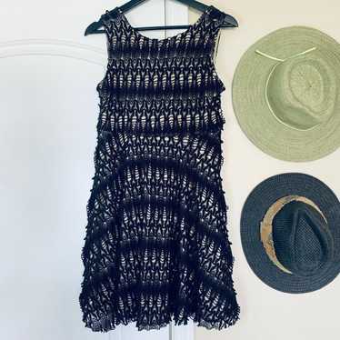 Chelsea GIRL River Island Black & Nude Crochet Ba… - image 1