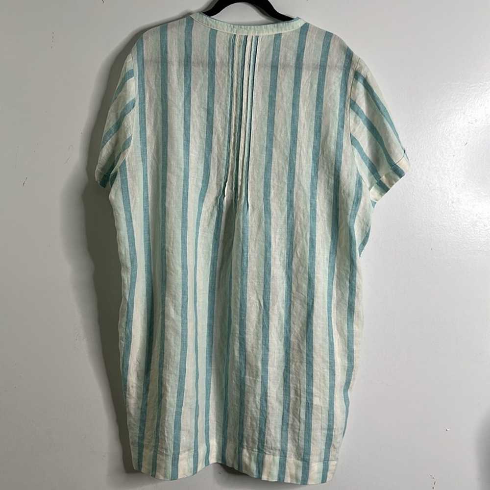 FAHERTY mint green strip linen mini dress size xxL - image 8