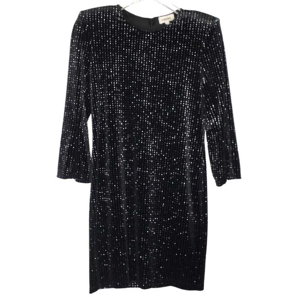 L'Agence 4 Black Silver Sparkle Eden Mini Dress V… - image 1