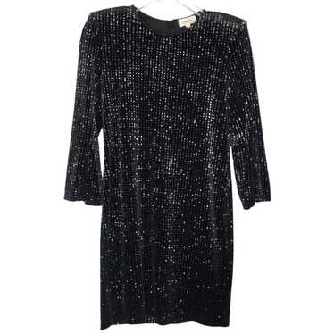 L'Agence 4 Black Silver Sparkle Eden Mini Dress V… - image 1