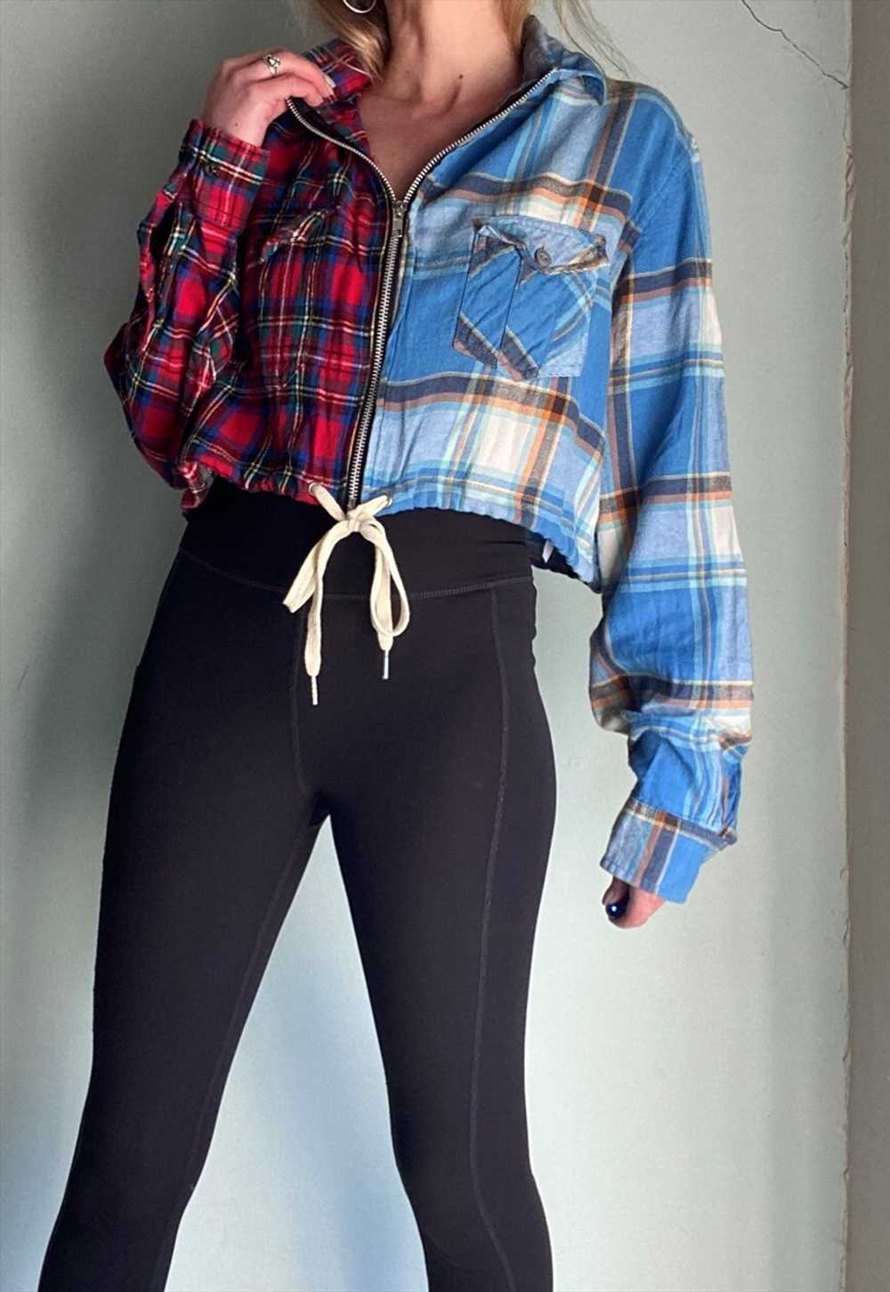 Vintage Re-Worked Checked Cropped Shirt - image 1