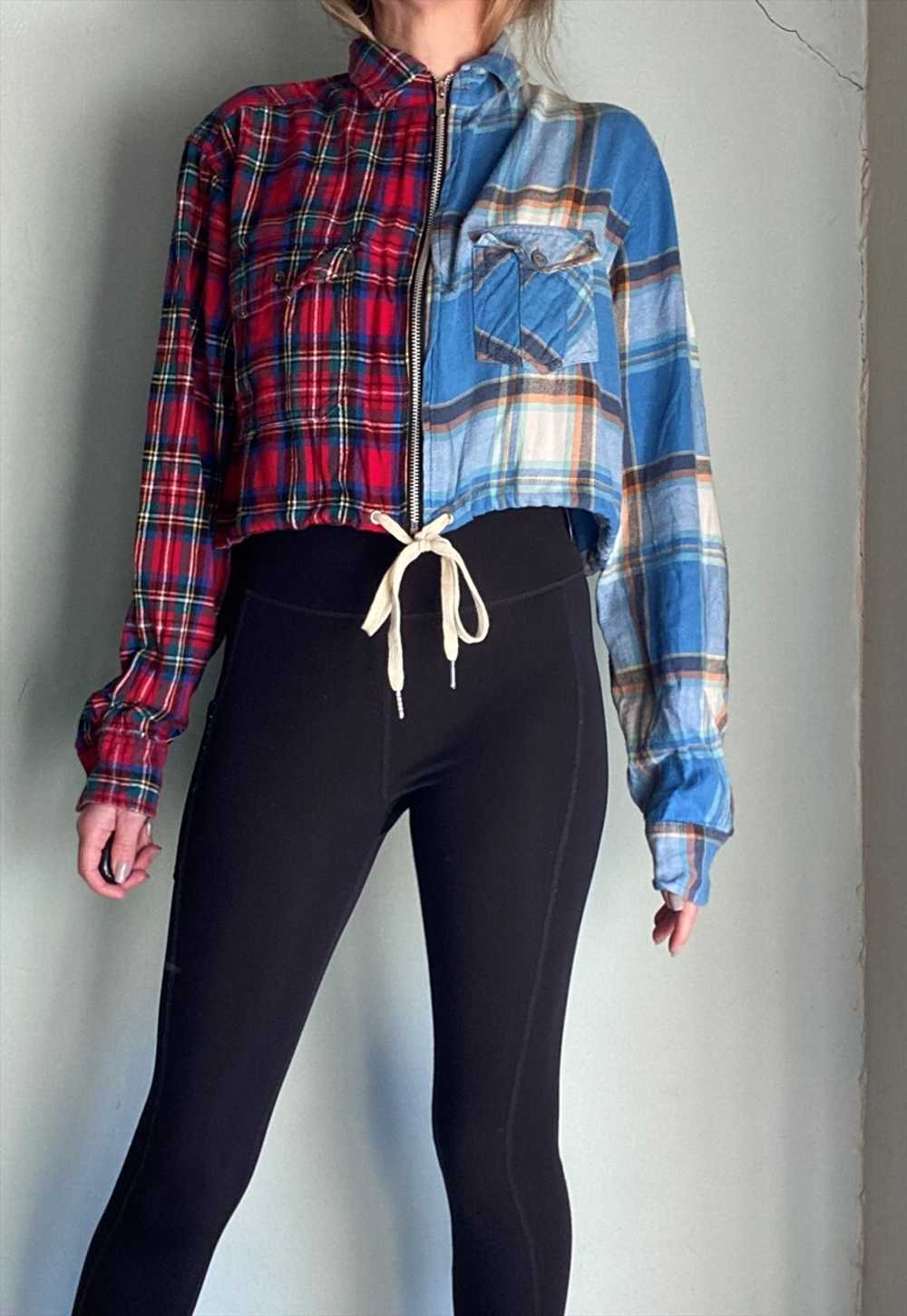 Vintage Re-Worked Checked Cropped Shirt - image 2