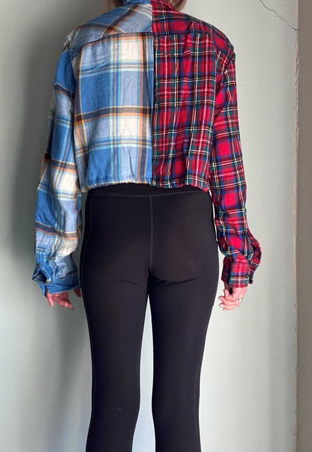 Vintage Re-Worked Checked Cropped Shirt - image 4