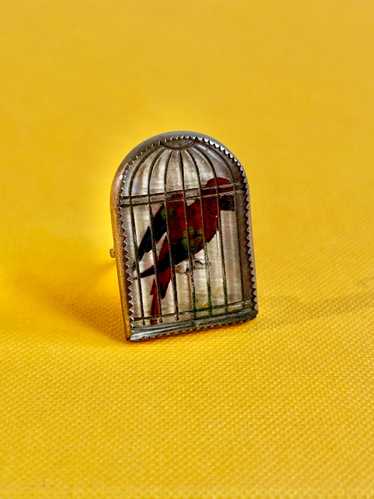 Vintage Parrot Birdcage Pin