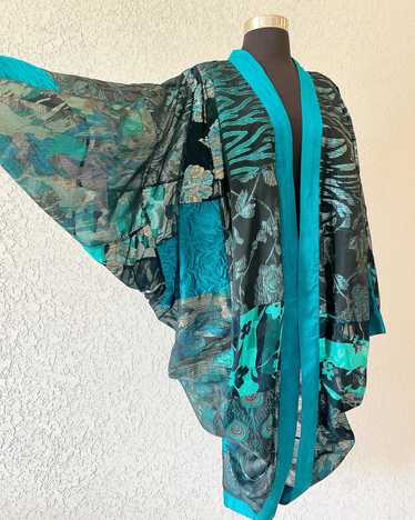 Vintage 80’s Teal Colorful Cocoon Duster