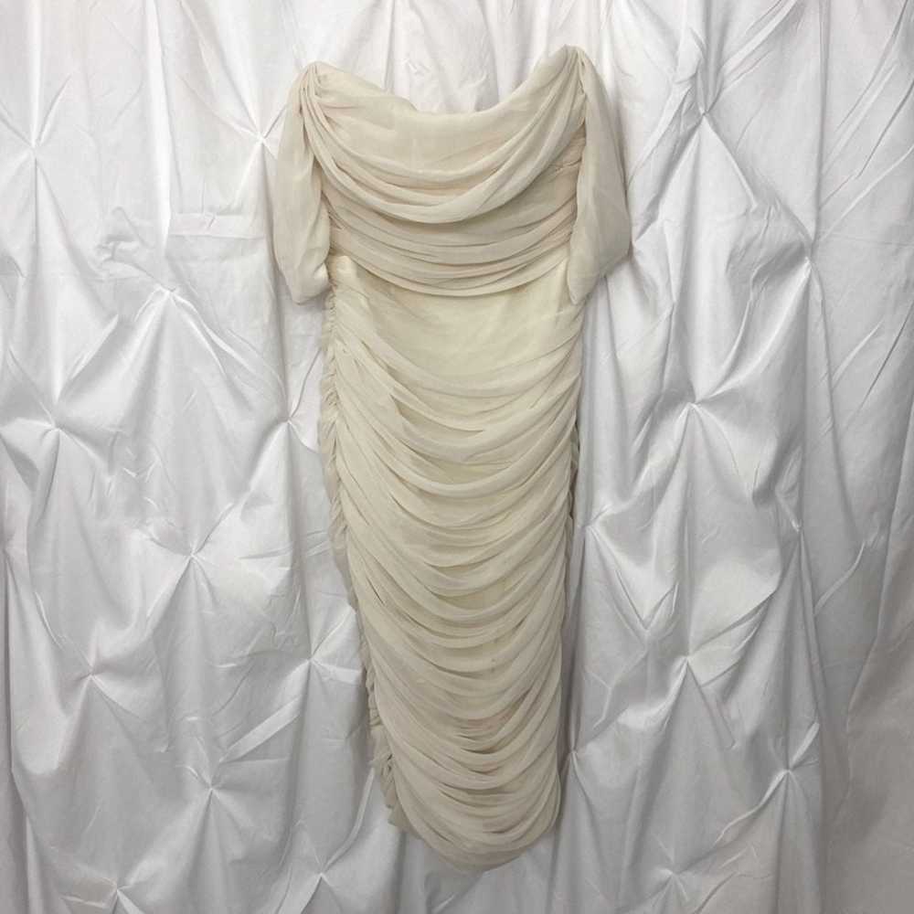 House of CB Carlotta Ivory Ruched Draped Chiffon … - image 11