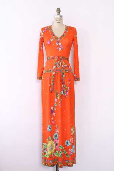 Connie Rizza Tangerine Floral Ensemble S