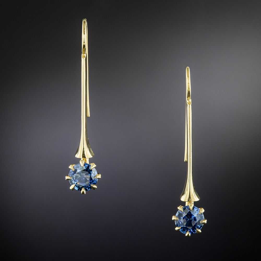 Lang Collection 1.58 Carat Sapphire Drop Earrings - image 1