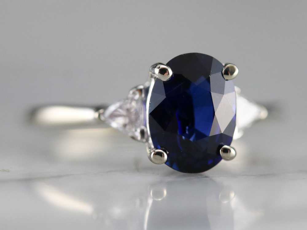 Ceylon Sapphire and Diamond Engagement Ring - image 2