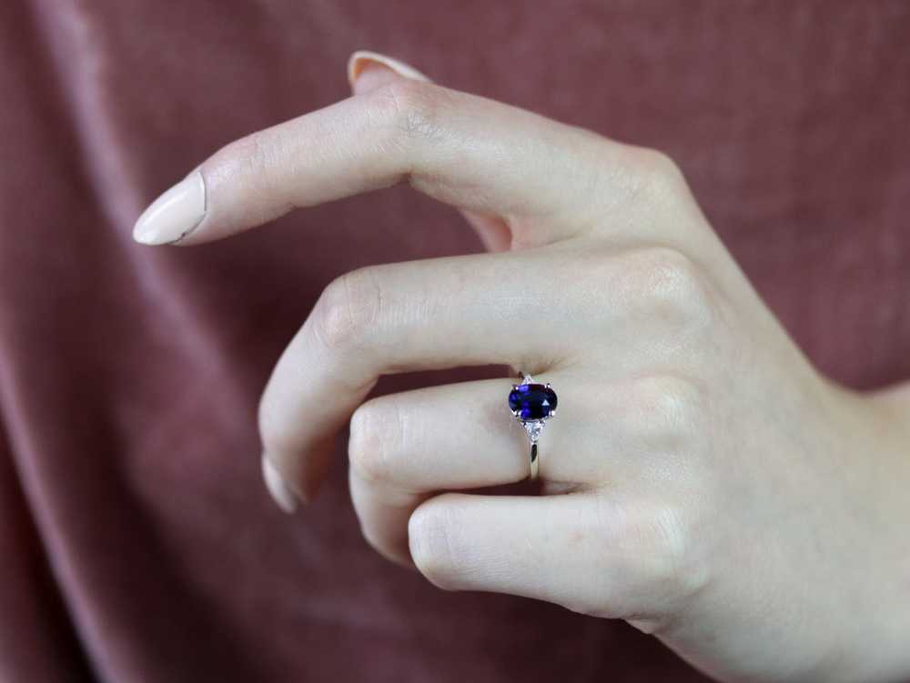Ceylon Sapphire and Diamond Engagement Ring - image 9
