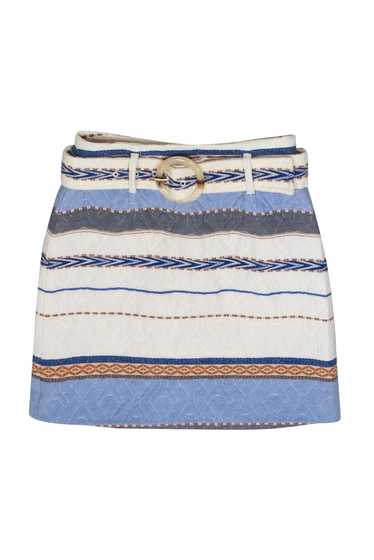 Intermix - Ivory Striped Quilted Mini Skirt w/ Rem
