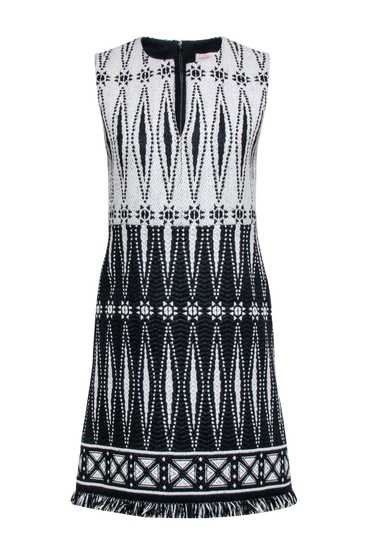 Tory Burch - Black & Ivory Geometric Woven Sheath… - image 1