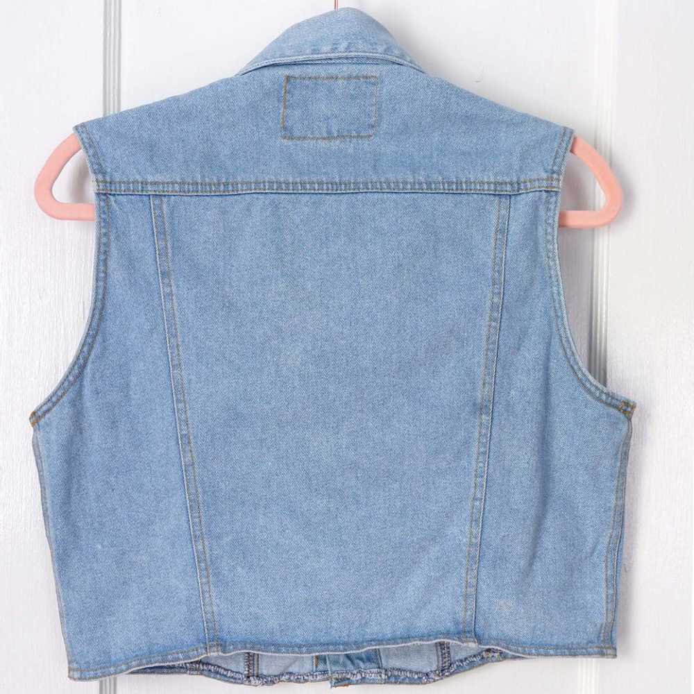 Basic blues 70's/80's denim cropped vest (XS/S) -… - image 4