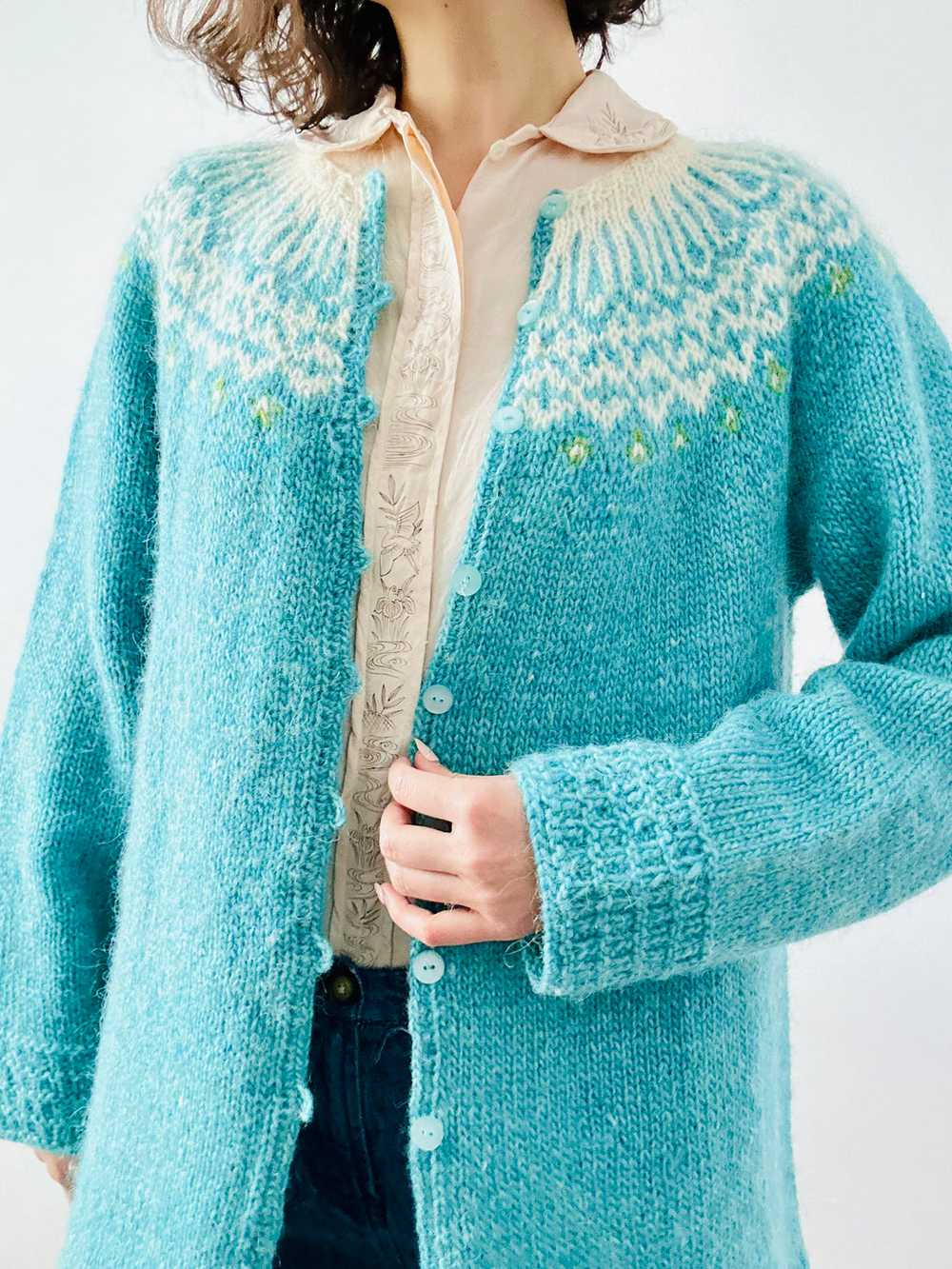 Vintage blue sweater duster - image 10