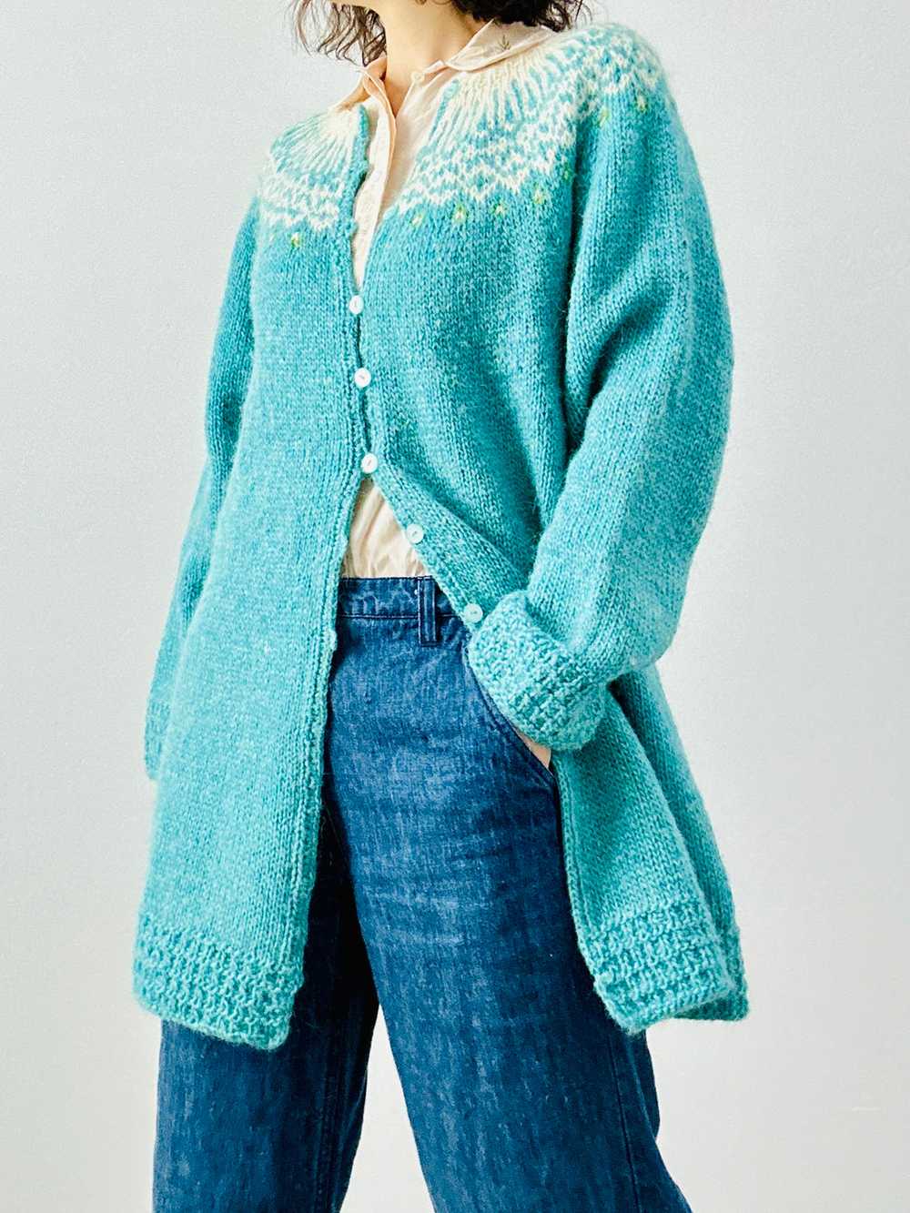 Vintage blue sweater duster - image 1