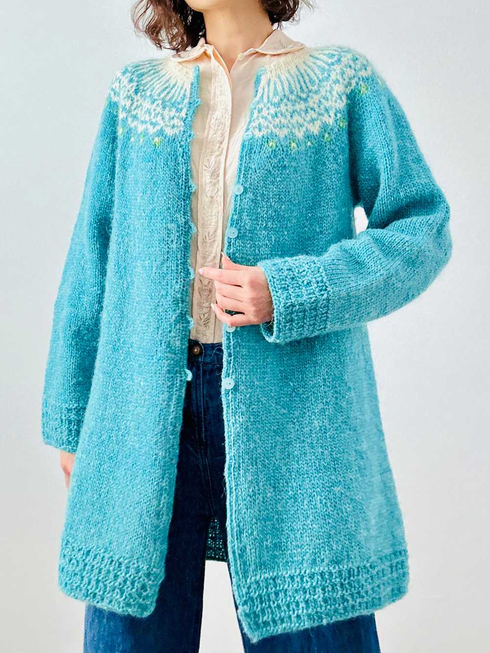 Vintage blue sweater duster - image 5