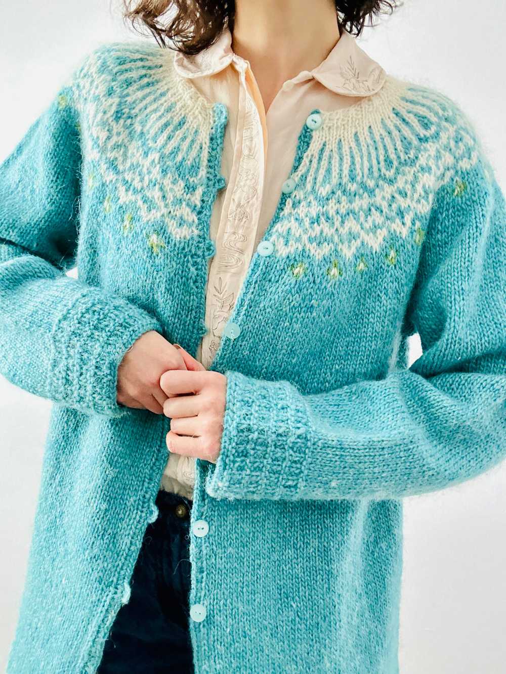 Vintage blue sweater duster - image 9