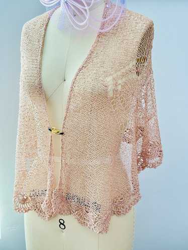 Vintage pastel pink crochet scarf/shawl