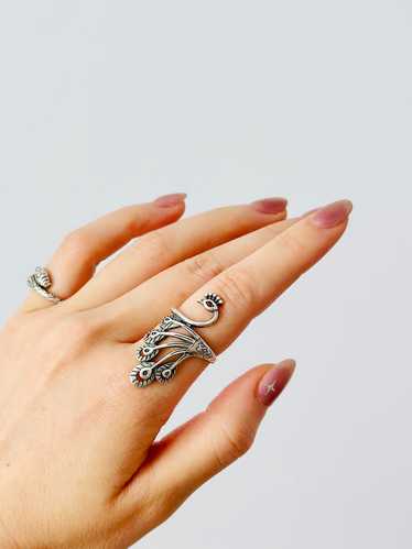 Sterling Silver Peacock Feather Ring | Peacock feather ring, Silver rings  online, Silver rings
