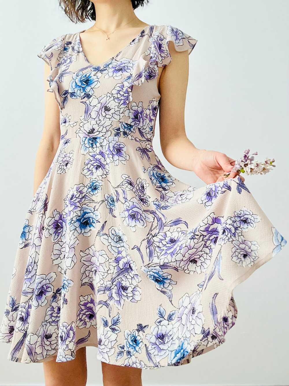 Purple floral print dress - image 11