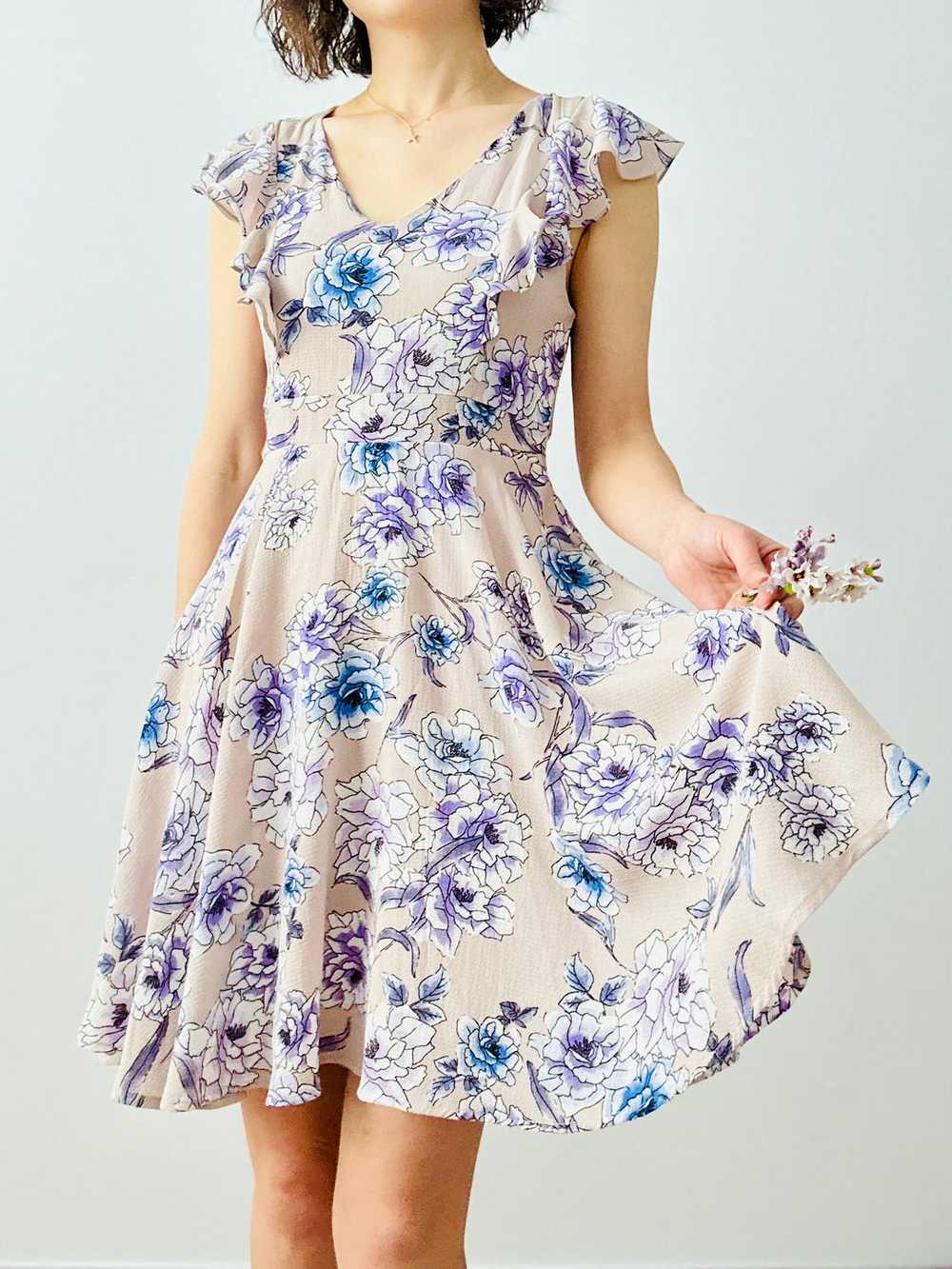 Purple floral print dress - image 1