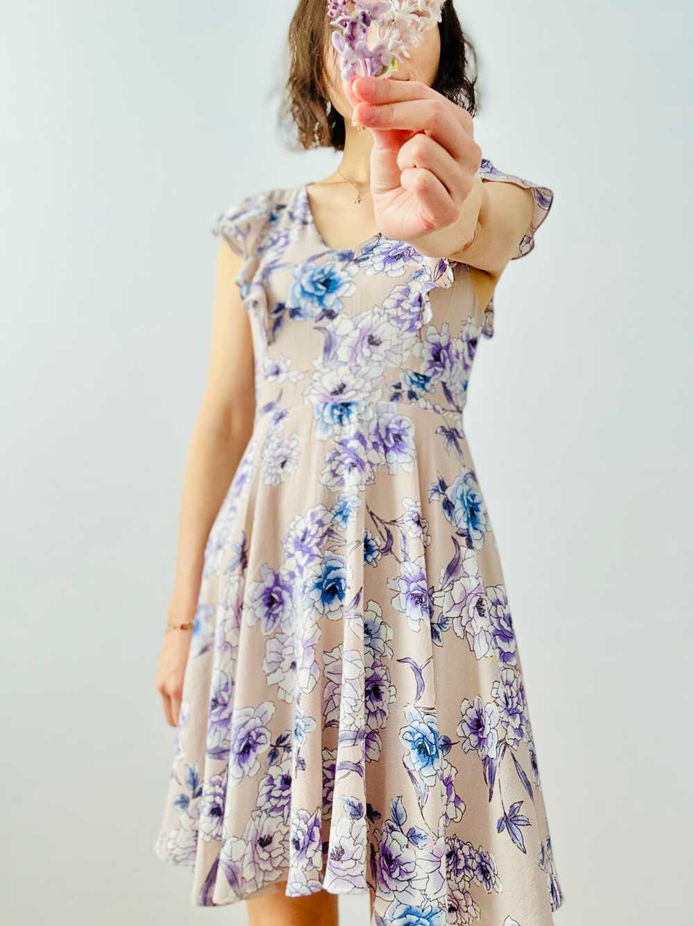 Purple floral print dress - image 3