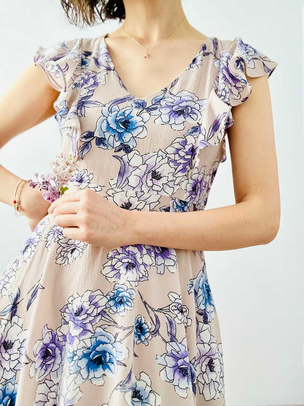 Purple floral print dress - image 5