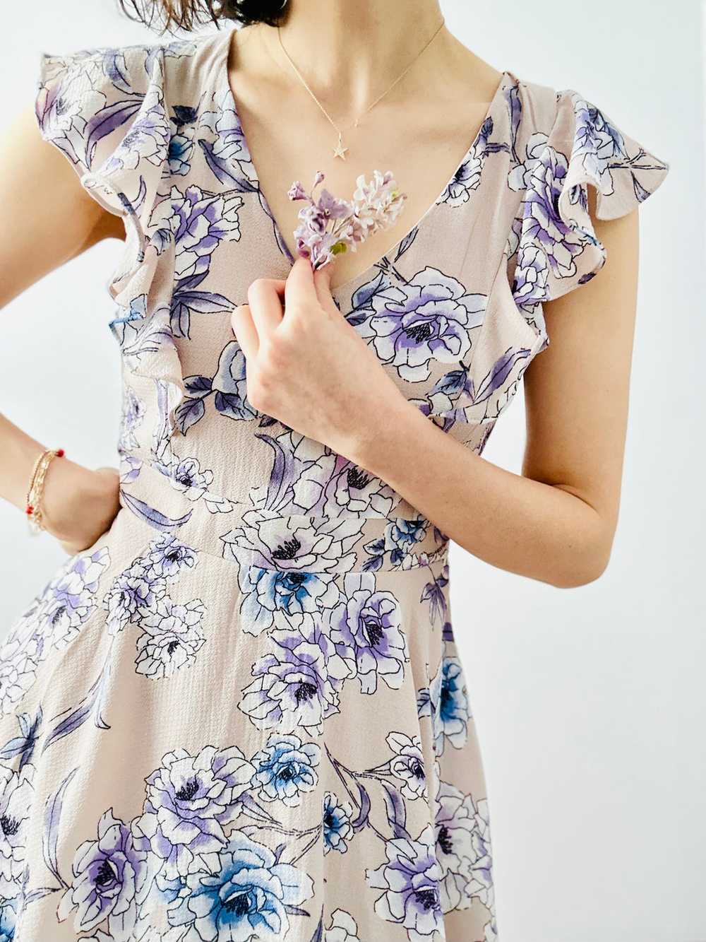 Purple floral print dress - image 7