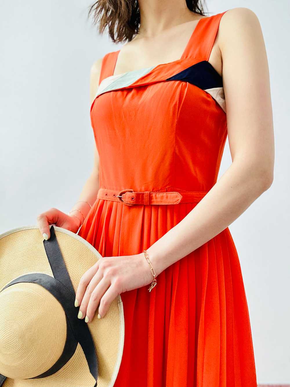 Vintage 1940s colorblock dress - image 7
